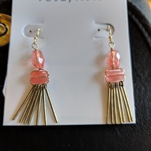 COPY - Silpada pink soap stone & brass earrings.